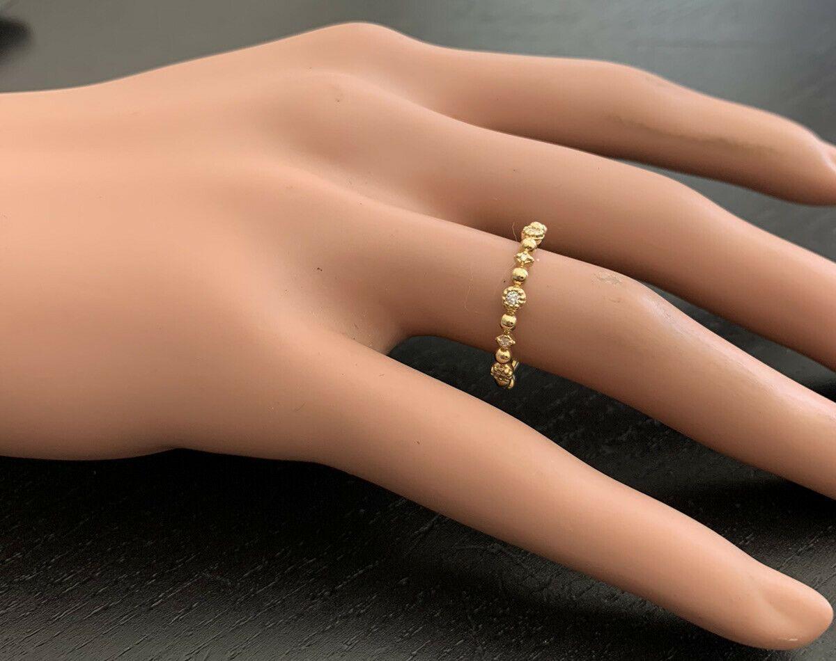 0.12 Carat Natural Diamond 14 Karat Solid Yellow Gold Band Ring In New Condition For Sale In Los Angeles, CA