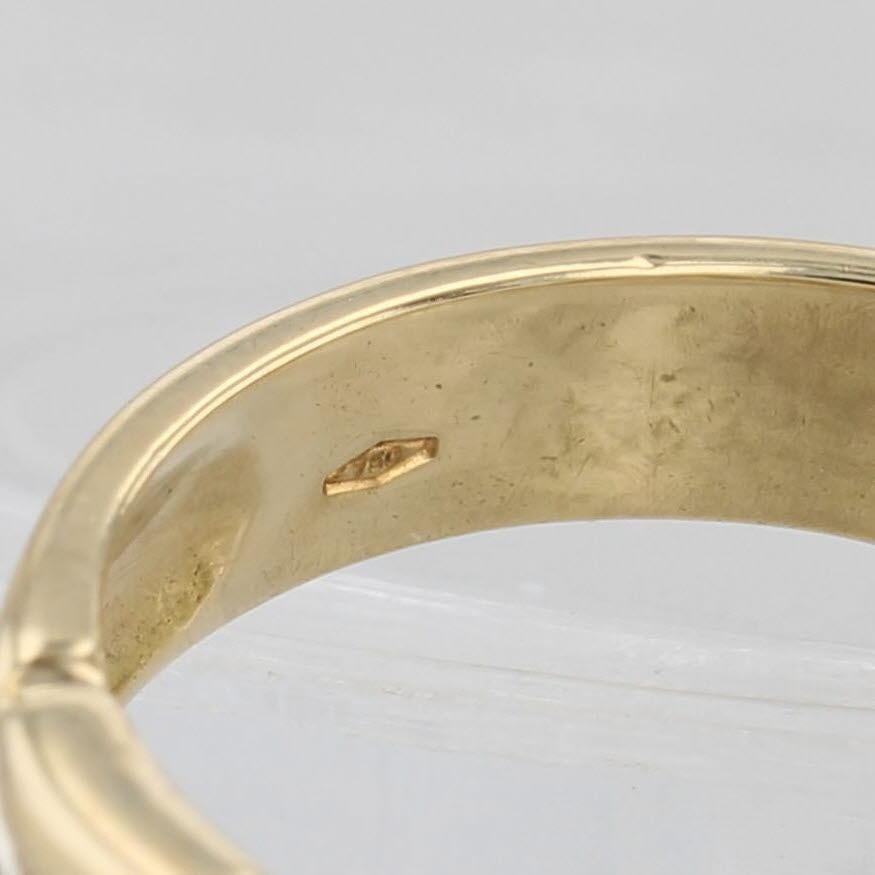 0.12ctw Diamond 2-Toned Band 18k Yellow White Gold Size 7.25 Bamboo Pattern Ring For Sale 2