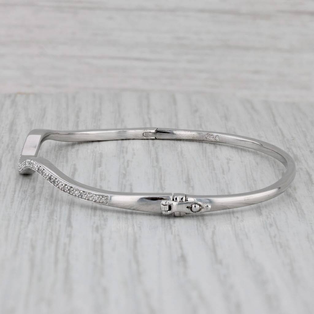 Bracciale Bangle sagomato con diamanti da 0,12 carati in oro bianco 18 carati da 7