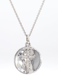 0.12ctw Diamond Cross Medallion Pendant Necklace