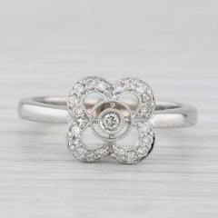 0.12ctw Diamond Flower Ring 14k White Gold Size 5.5 Quatrefoil