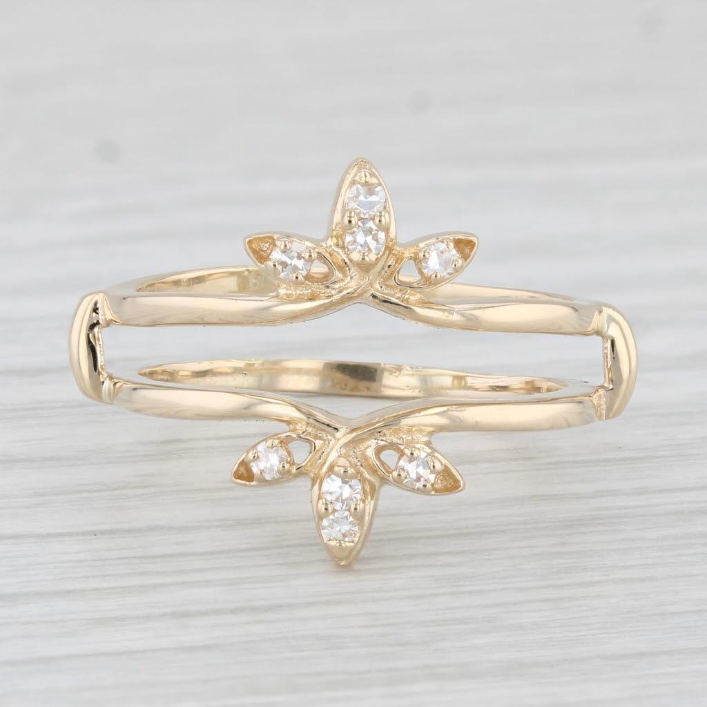 Round Cut 0.12ctw Diamond Ring Jacket Guard 14k Yellow Gold Size 10.75 Bridal For Sale