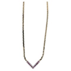 0.12ctw Ruby V C-Link Chain Necklace 14k Yellow Gold 16" 1.7mm 0.12ctw Ruby V C-Link Chain Necklace 14k Yellow Gold 16" 1.7mm