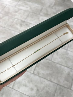 0.12tcw 14K Natural Medium Green Round Emerald Bead Bar Prong Set Bracelet