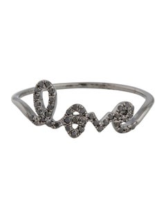 0.13 Carat Black Diamond Love Black Finish White Gold Ring