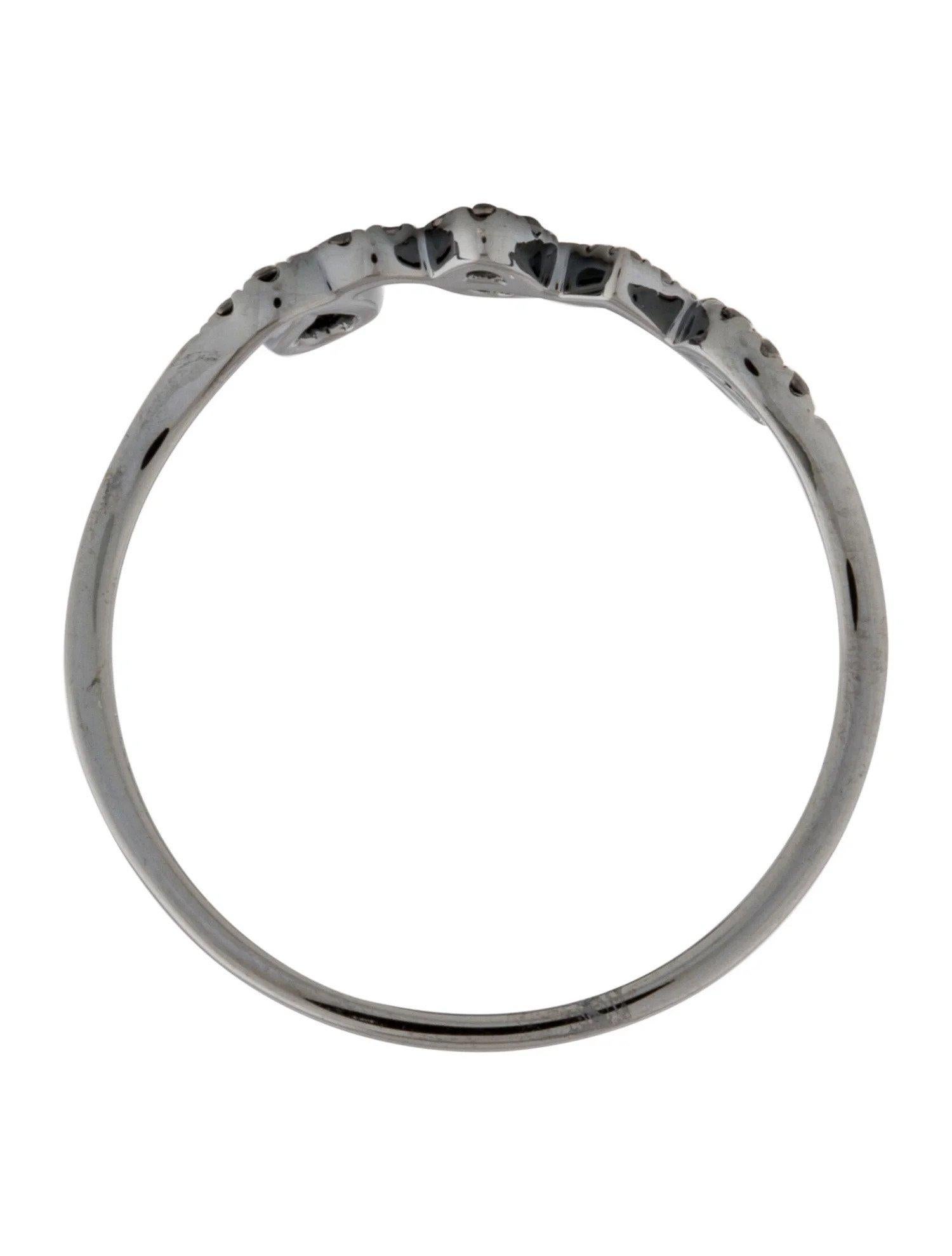 Women's 0.13 Carat Black Diamond Love Black Finish White Gold Ring For Sale