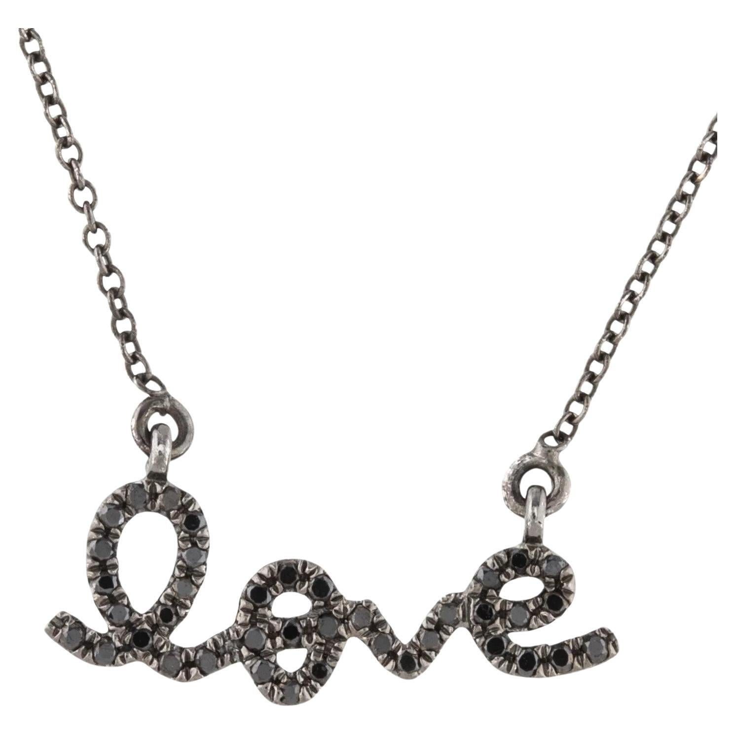 0.13 Carat Black Diamond Love Gold Pendant Necklace For Sale