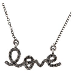 0.13 Carat Black Diamond Love Gold Pendant Necklace