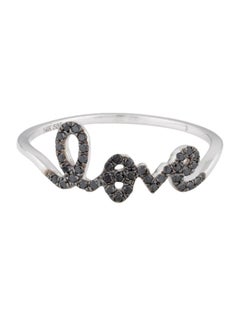 0.13 Carat Black Diamond Love White Gold Ring