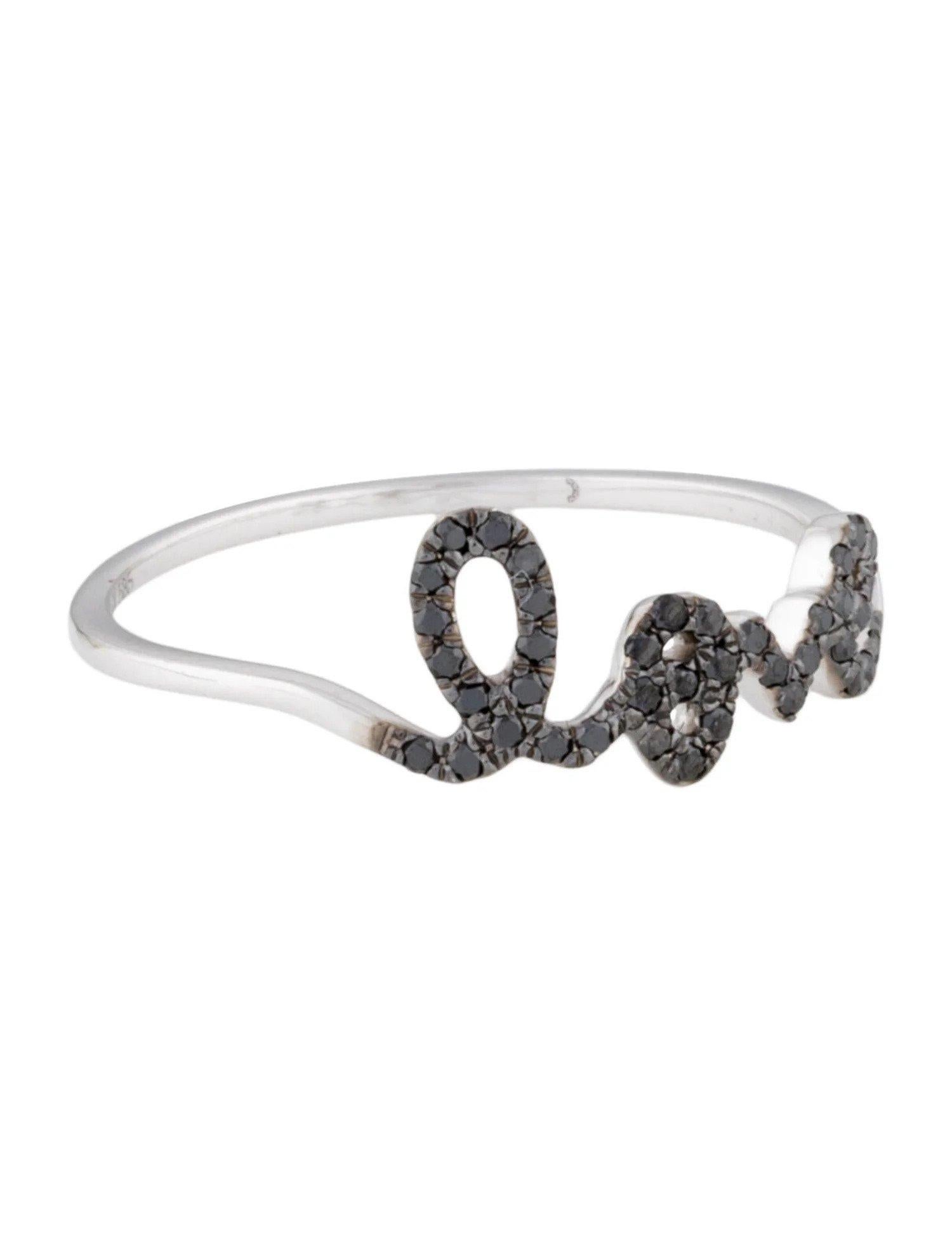 0.13 Carat Black Diamond Love White Gold Ring In New Condition For Sale In Great Neck, NY