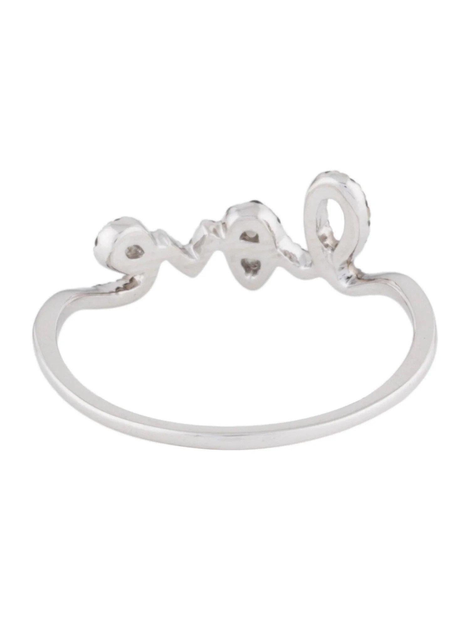 Women's 0.13 Carat Black Diamond Love White Gold Ring For Sale