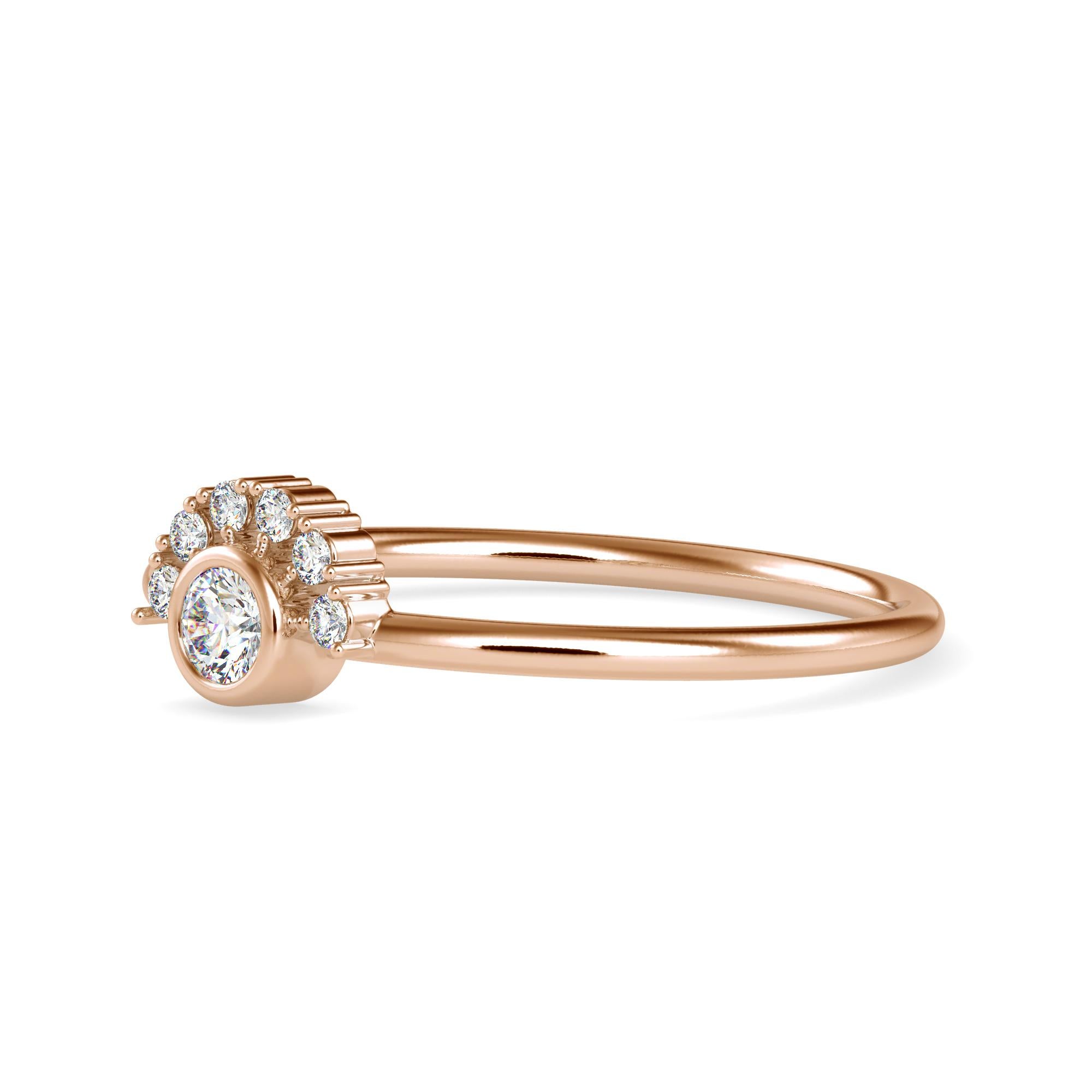 Round Cut 0.13 Carat Diamond 14K Rose Gold Ring For Sale