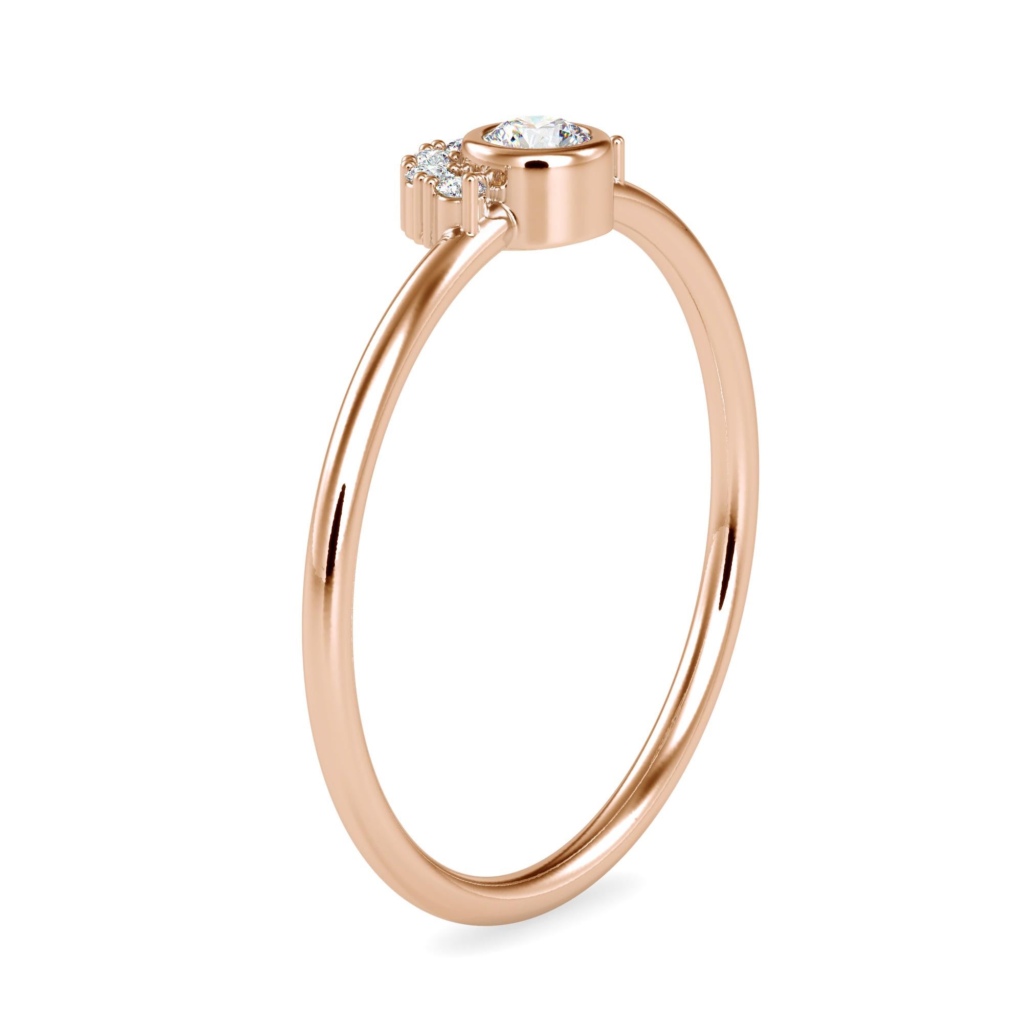 0.13 Carat Diamond 14K Rose Gold Ring In New Condition For Sale In Los Angeles, CA
