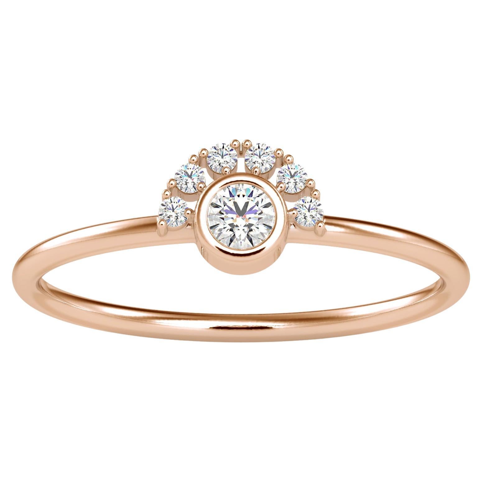 0.13 Carat Diamond 14K Rose Gold Ring For Sale