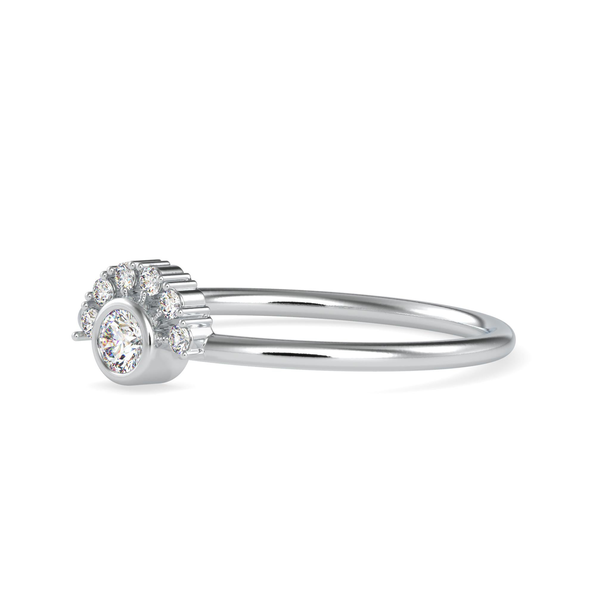 Round Cut 0.13 Carat Diamond 14K White Gold Ring For Sale