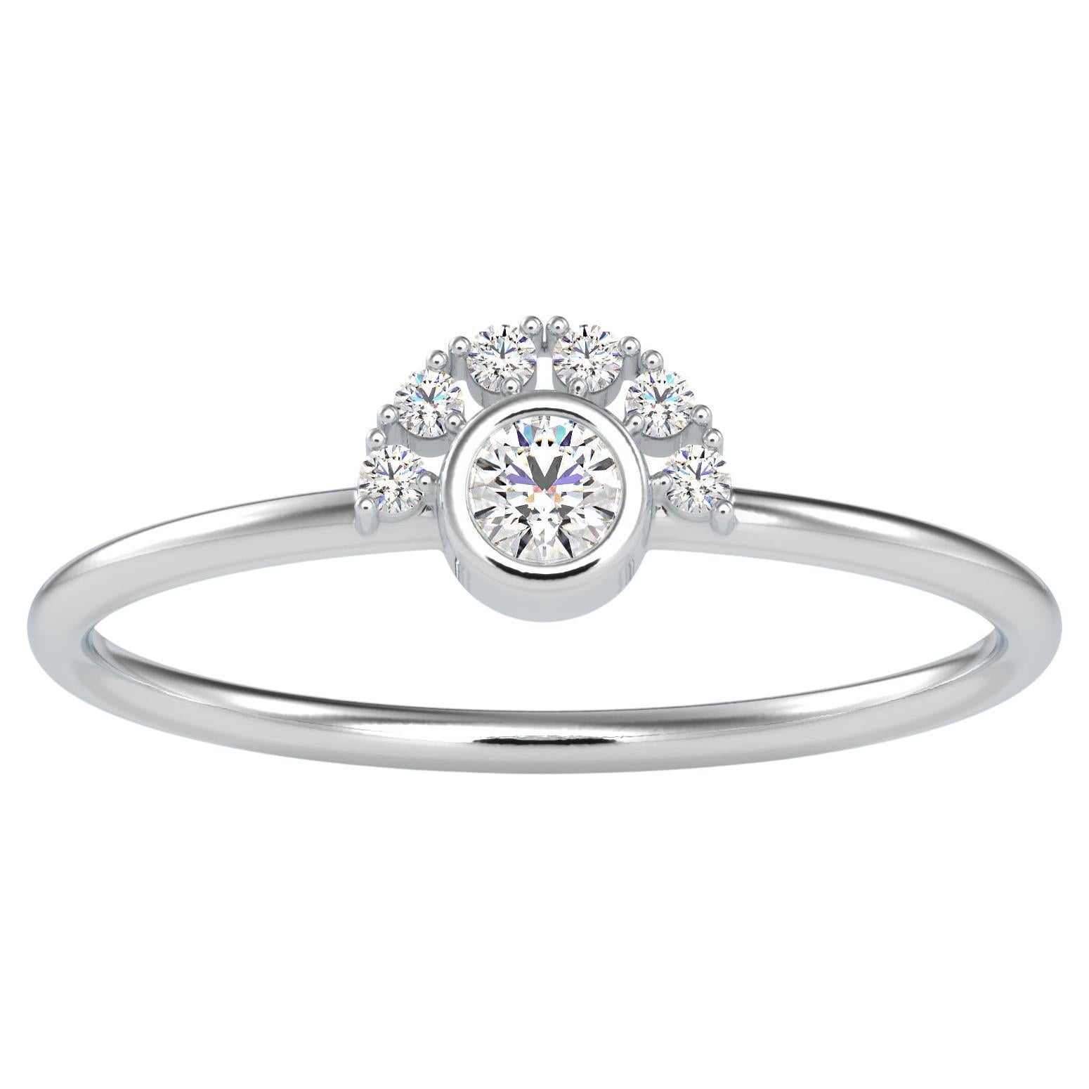 0.13 Carat Diamond 14K White Gold Ring For Sale