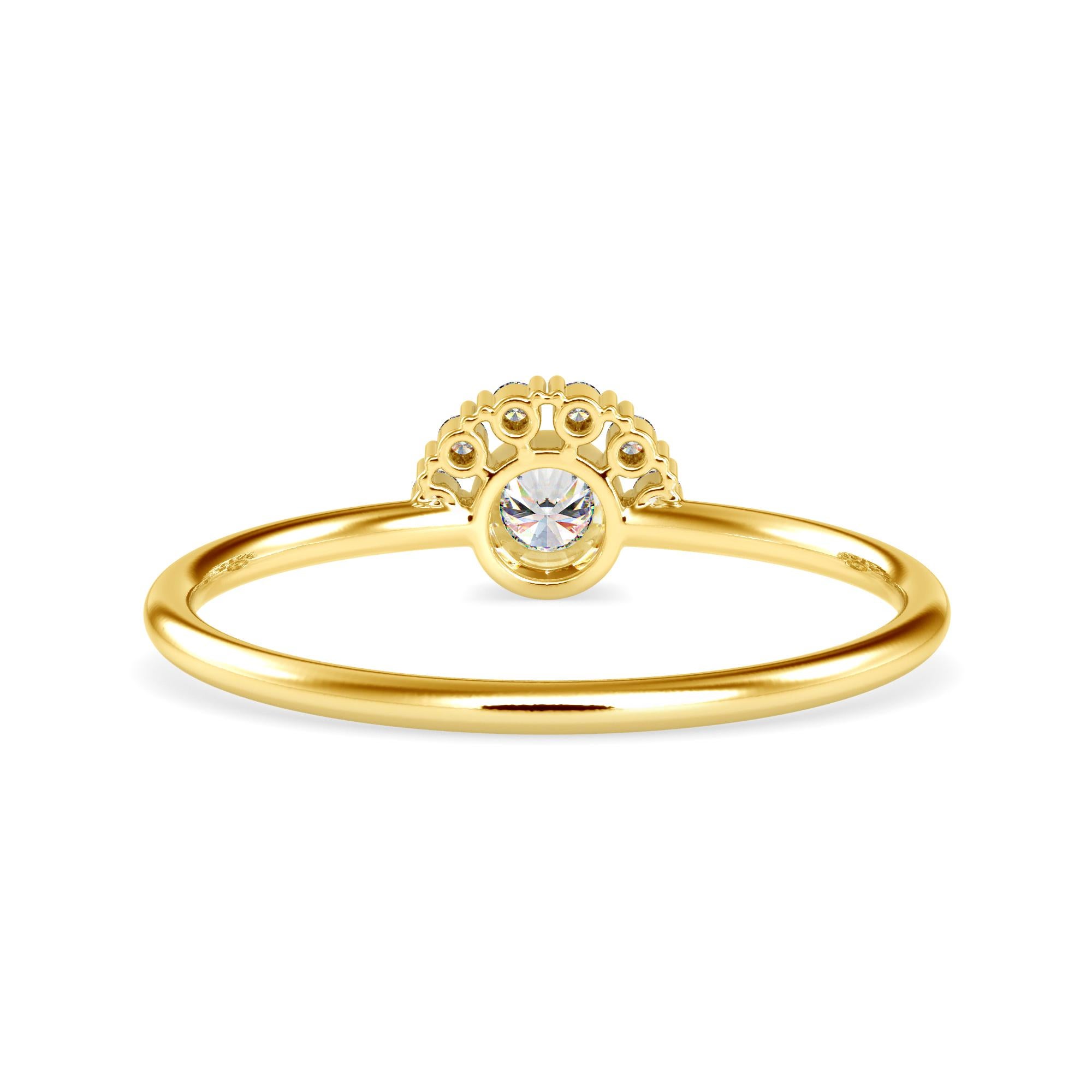 0.13 Carat Diamond 14K Yellow Gold Ring
Stamped: 14K
Total Ring Weight: 1.3 Grams
Diamond Weight: 0.04 Carat (F-G Color, VS2-SI1 Clarity) 1.2 Millimeters
Diamond Weight: 0.09 Carat (F-G Color, VS2-SI1 Clarity) 2.9 Millimeters 
Diamond Quantity: 7