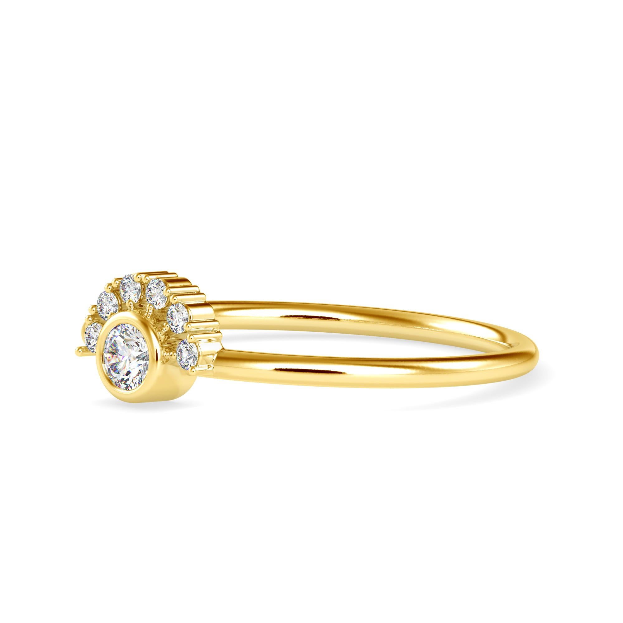 Round Cut 0.13 Carat Diamond 14K Yellow Gold Ring For Sale