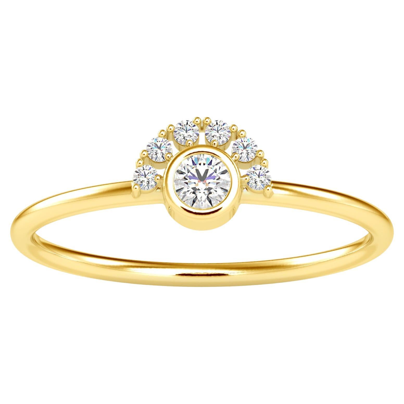 0.13 Carat Diamond 14K Yellow Gold Ring For Sale