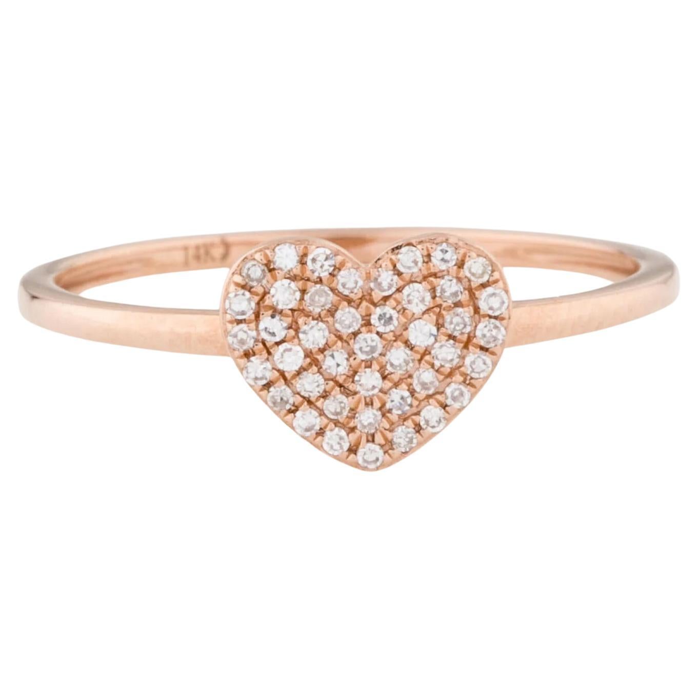 0.13 Carat Diamond Heart Cluster Rose Gold Fashion Ring For Sale