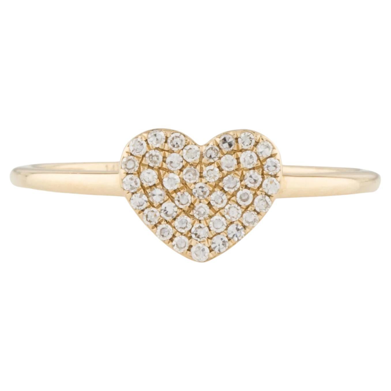 Bague à la mode en or jaune avec grappe de diamants en forme de cœur de 0,13 carat