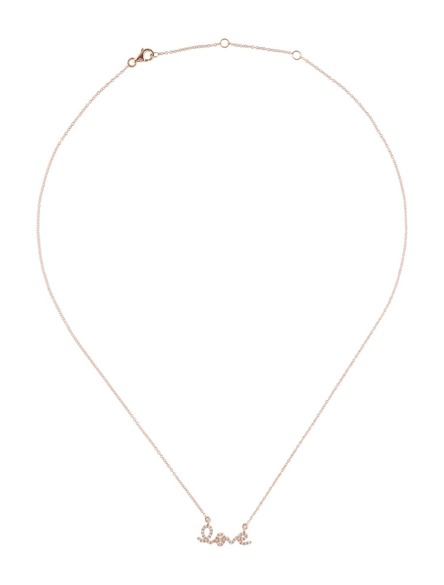 0.13 Carat Diamond Love Rose Gold Pendant Necklace In New Condition For Sale In Great Neck, NY