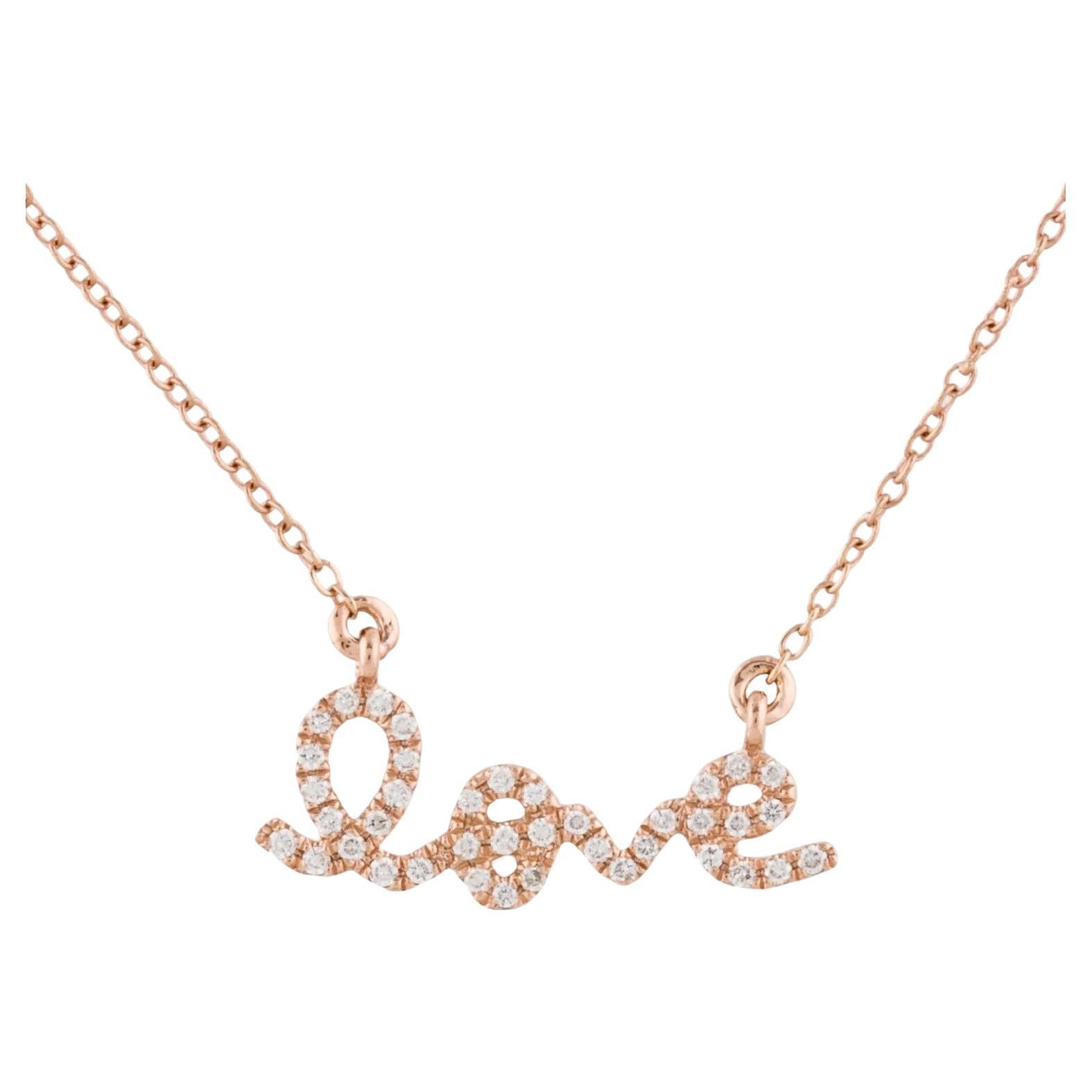 0.13 Carat Diamond Love Rose Gold Pendant Necklace For Sale