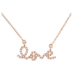 Collier pendentif Love en or rose avec diamants 0,13 carat