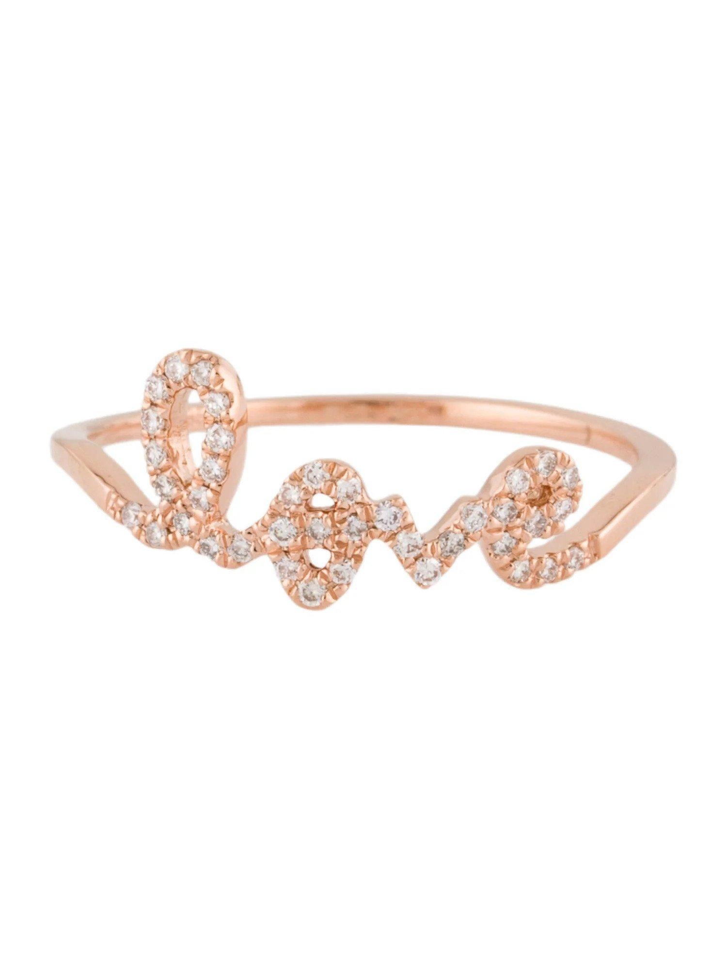 Round Cut 0.13 Carat Diamond Love Rose Gold Ring For Sale