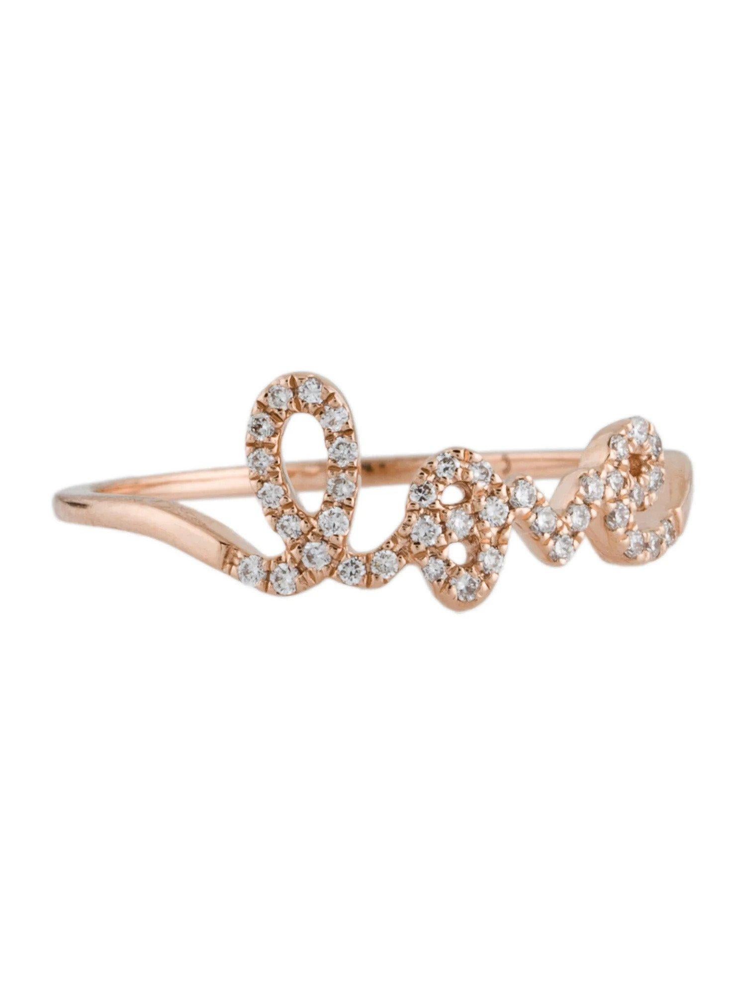 0.13 Carat Diamond Love Rose Gold Ring In New Condition For Sale In Great Neck, NY