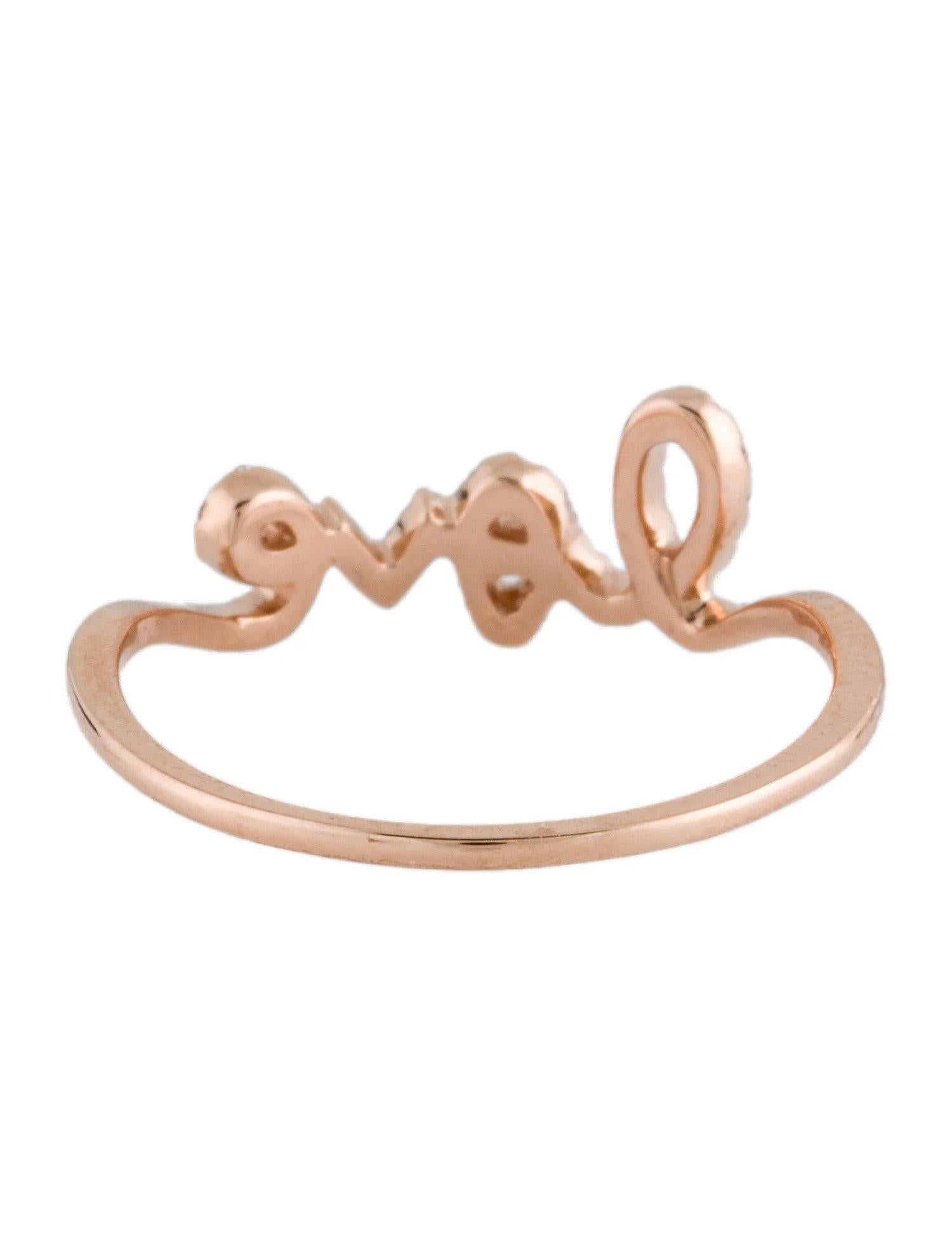 Women's 0.13 Carat Diamond Love Rose Gold Ring For Sale