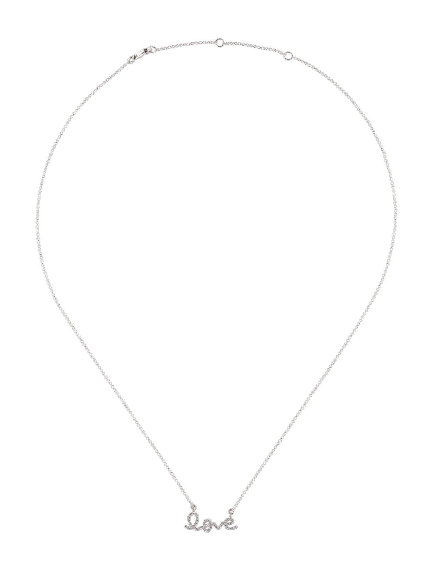 0,13 Karat Diamant Love Weißgold-Anhänger Halskette im Zustand „Neu“ im Angebot in Great Neck, NY