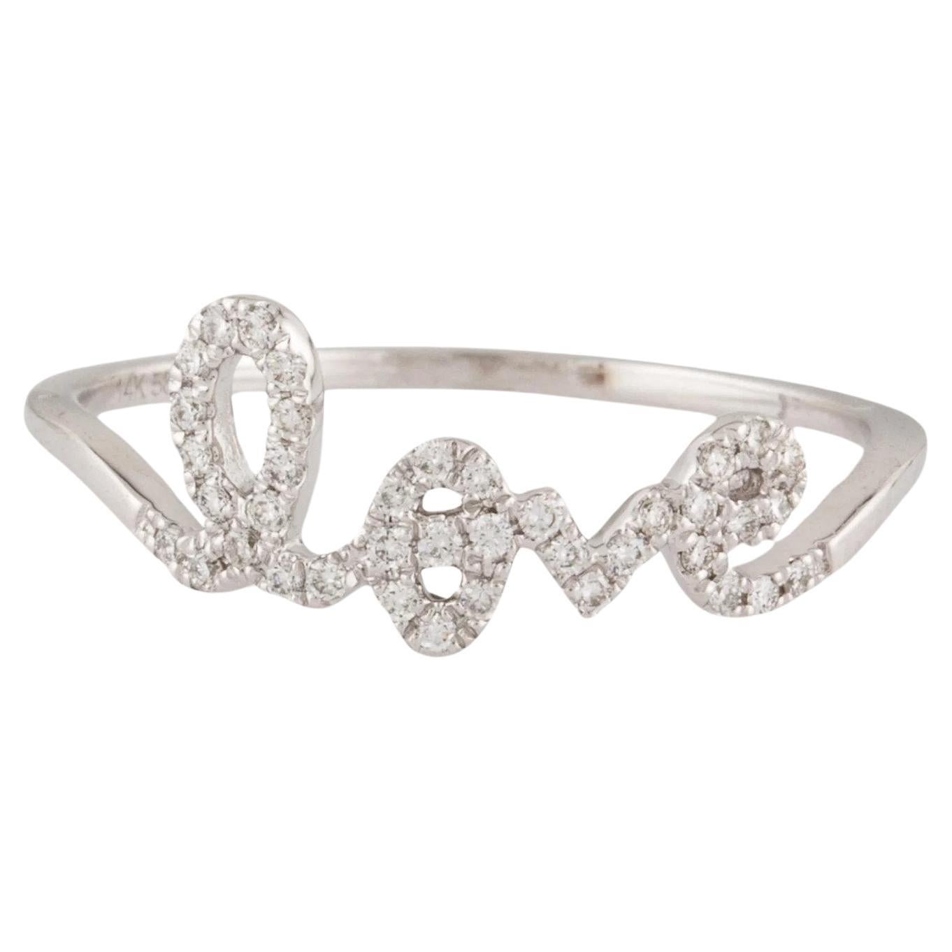 0.13 Carat Diamond Love White Gold Ring For Sale