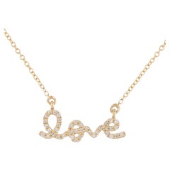 0.13 Carat Diamond Love Yellow Gold Pendant Necklace