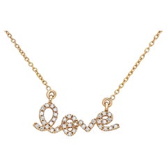 0.13 Carat Diamond Love Yellow Gold Pendant Necklace