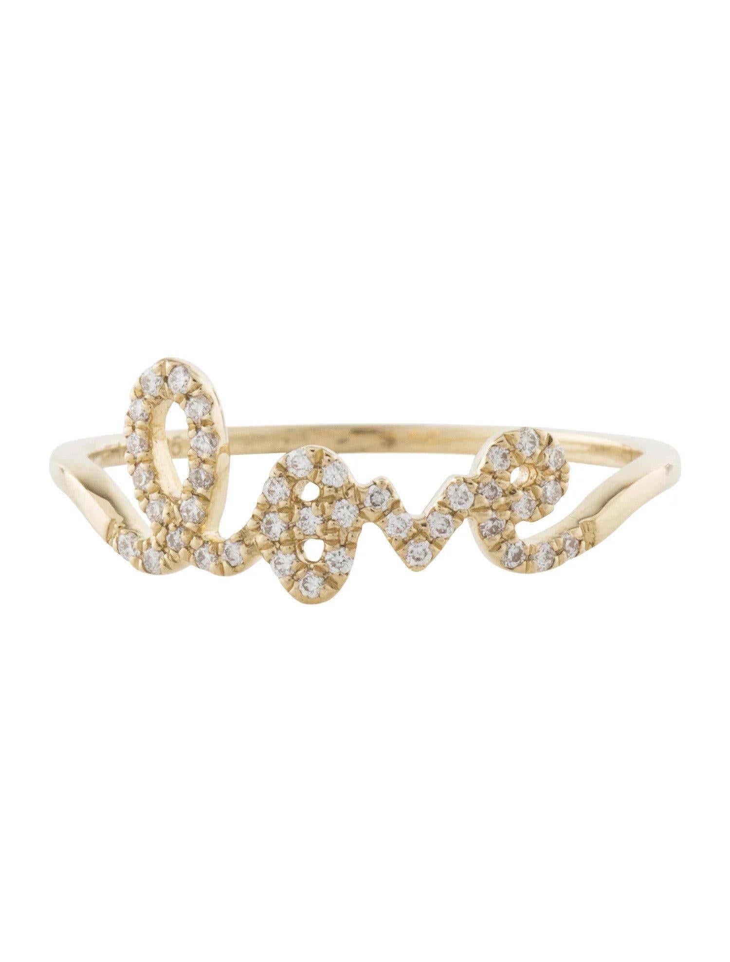 Round Cut 0.13 Carat Diamond Love Yellow Gold Ring For Sale