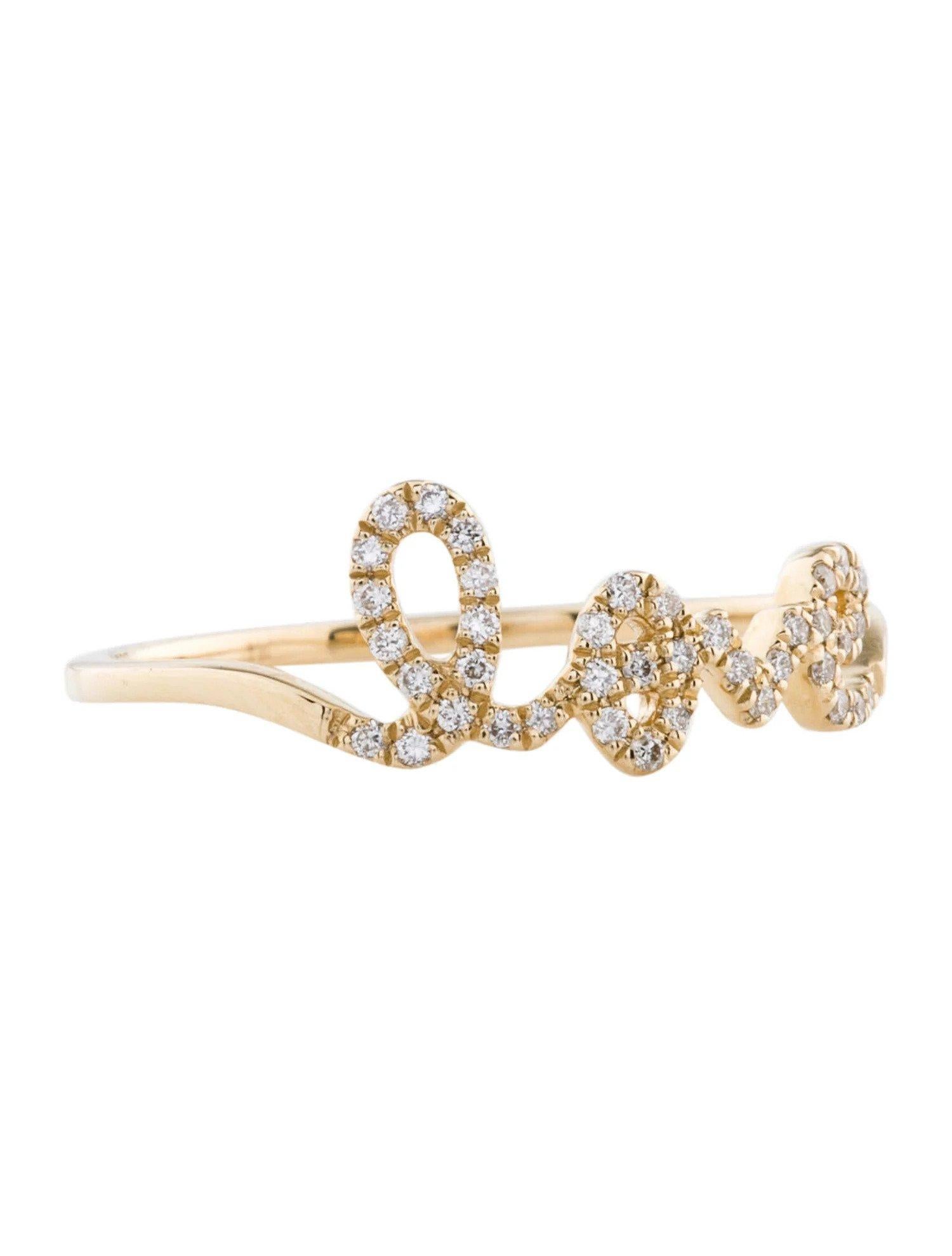 Women's 0.13 Carat Diamond Love Yellow Gold Ring For Sale