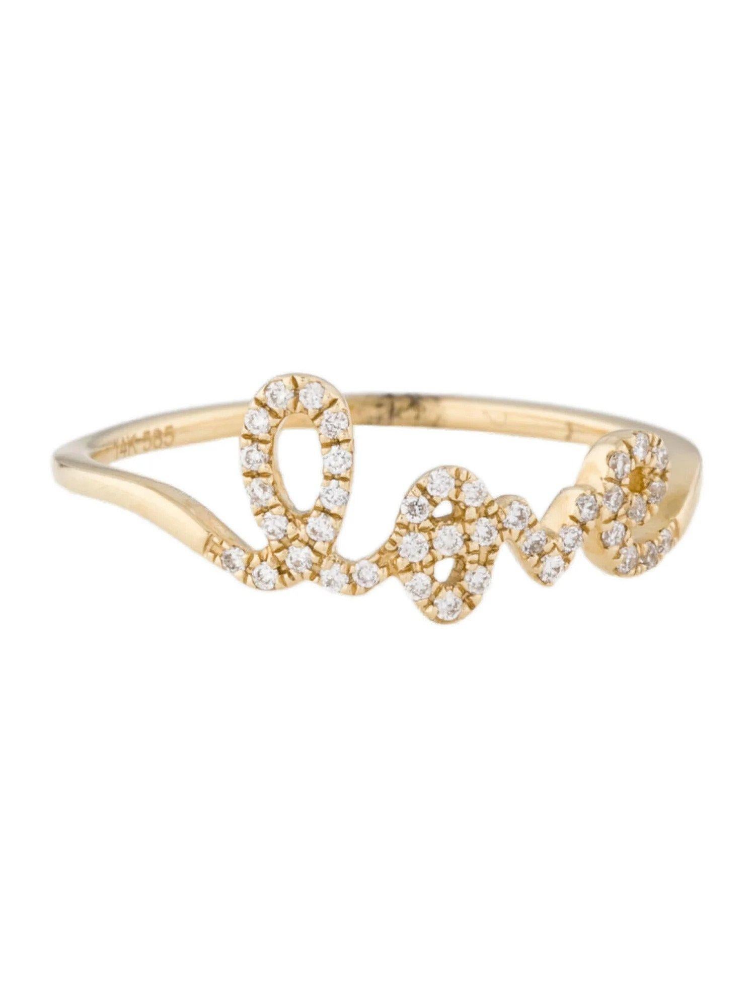 0.13 Carat Diamond Love Yellow Gold Ring For Sale 1