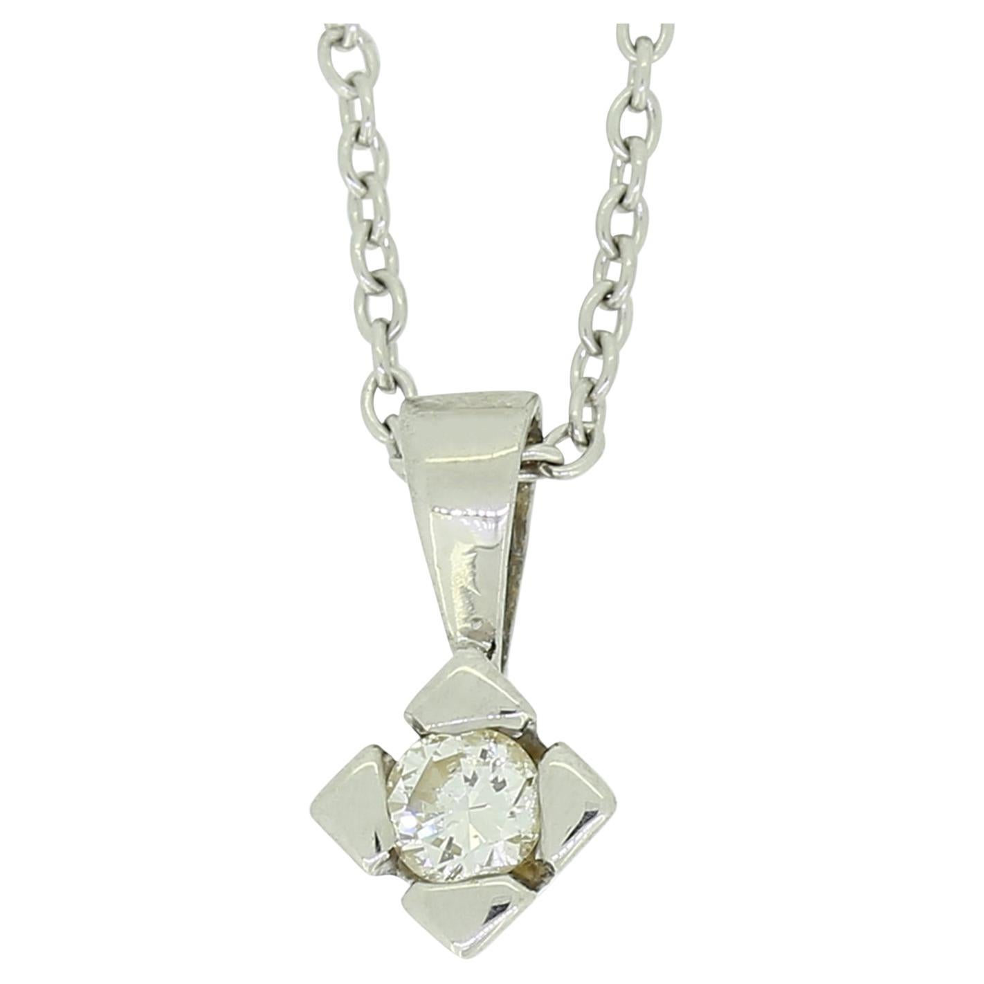Collar Colgante Solitario de Diamantes de 0.13 Quilates