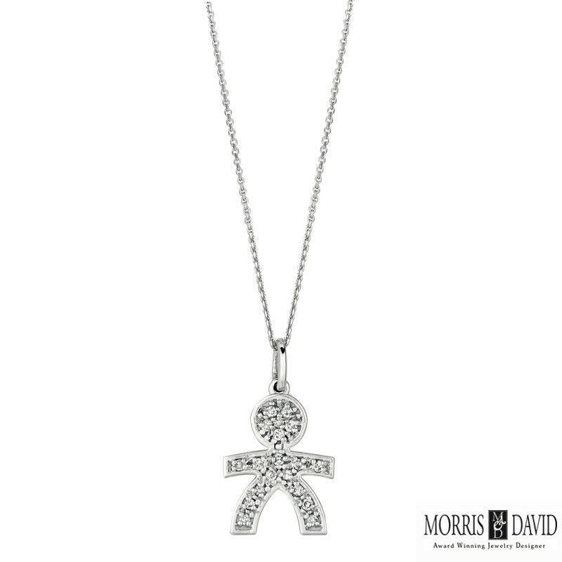 0,13 Karat natürlicher Diamant Junge Halskette 14 Karat Weißgold G SI (Rundschliff) im Angebot