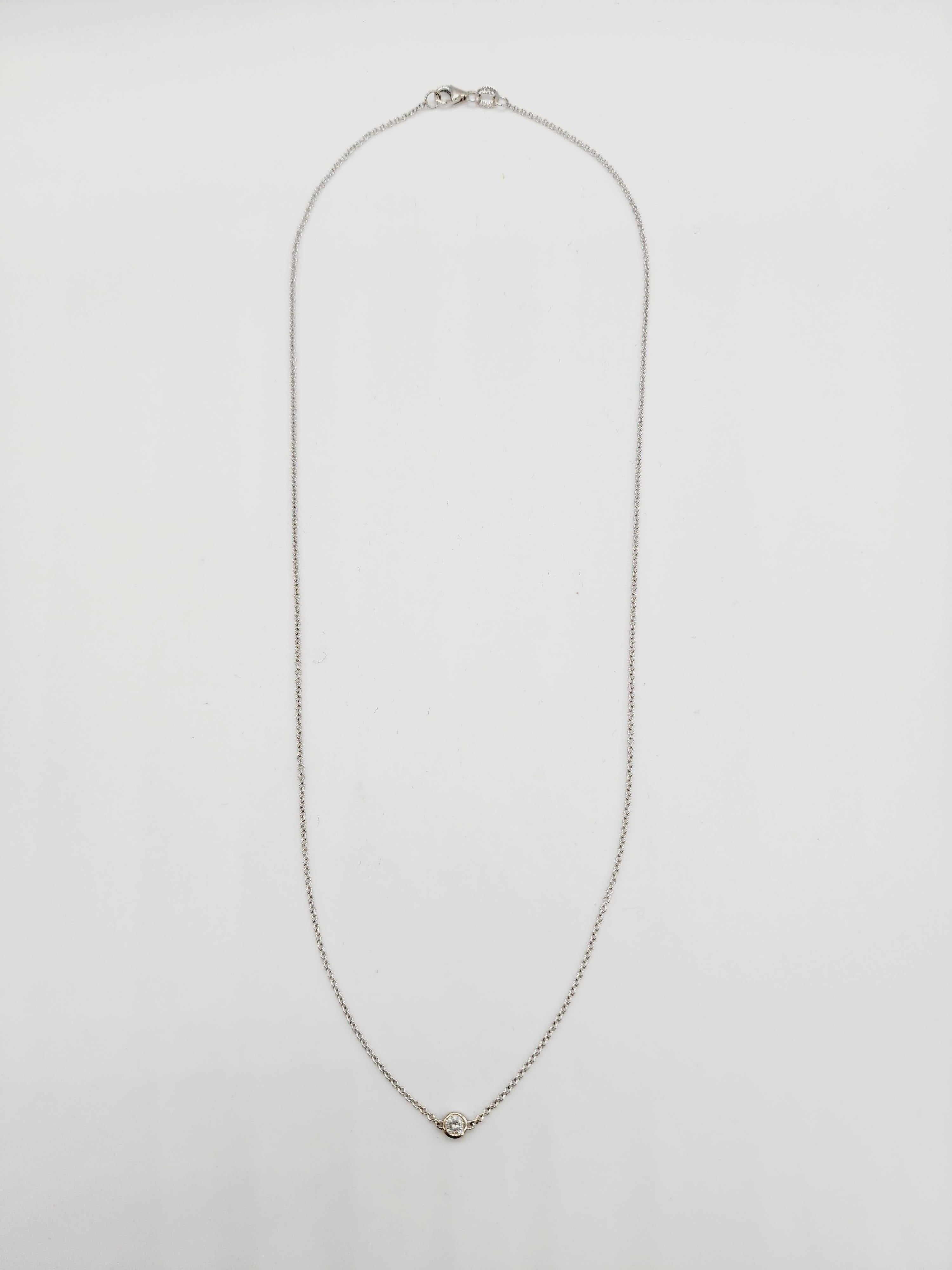 Round Cut 0.13 Carat Natural Diamond by the Yard Necklace 14 Karat White Gold 18'' For Sale