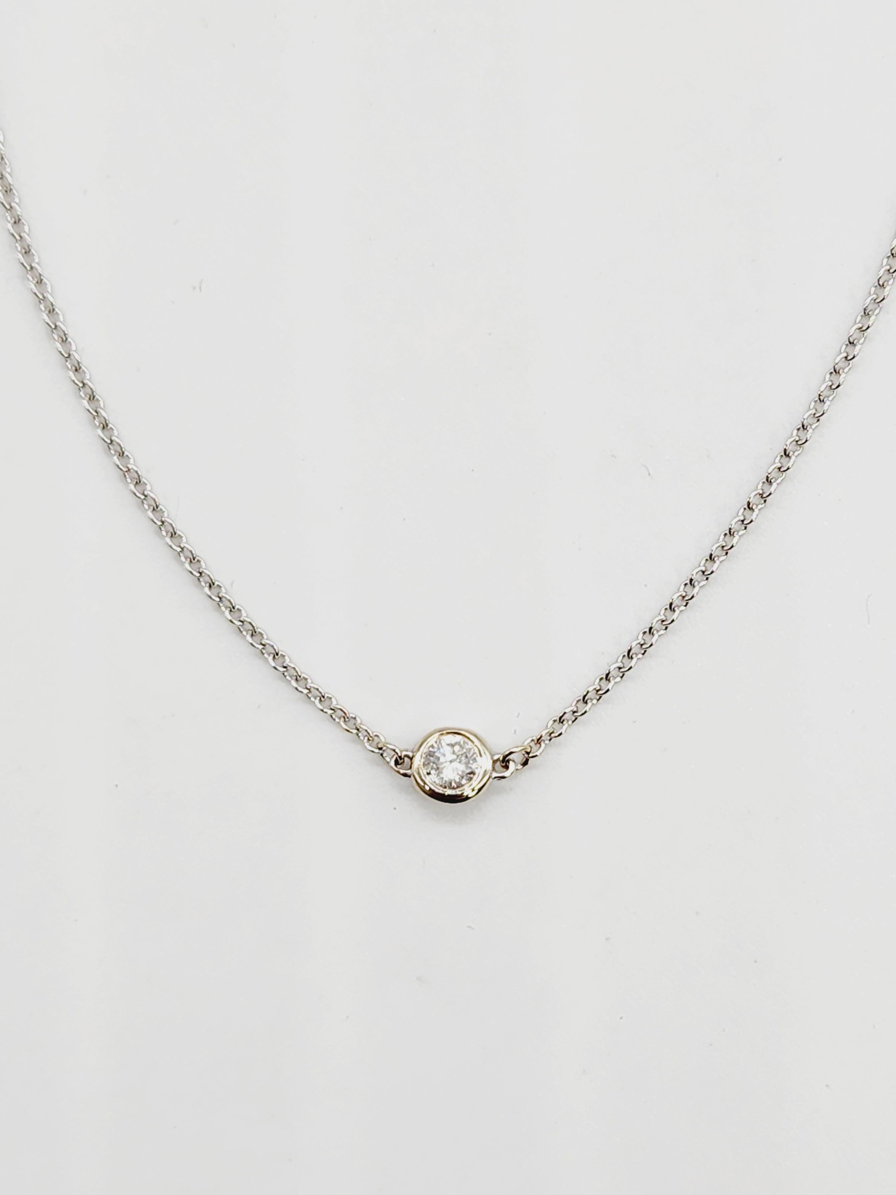 0.13 Carat Single Station Diamond by the Yard Necklace 14 Karat White Gold In New Condition For Sale In Great Neck, NY