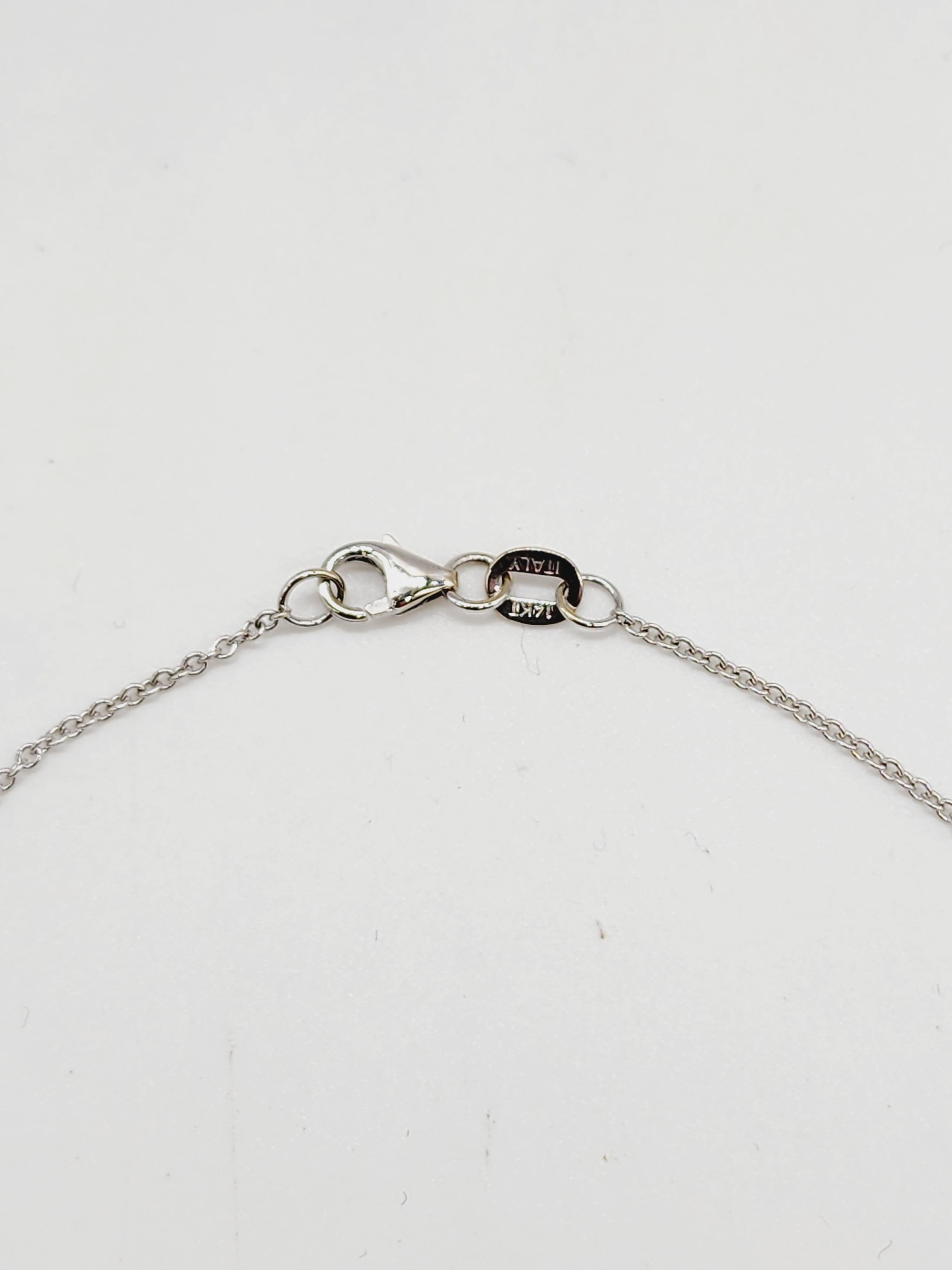 Women's 0.13 Carat Natural Diamond by the Yard Necklace 14 Karat White Gold 18'' For Sale