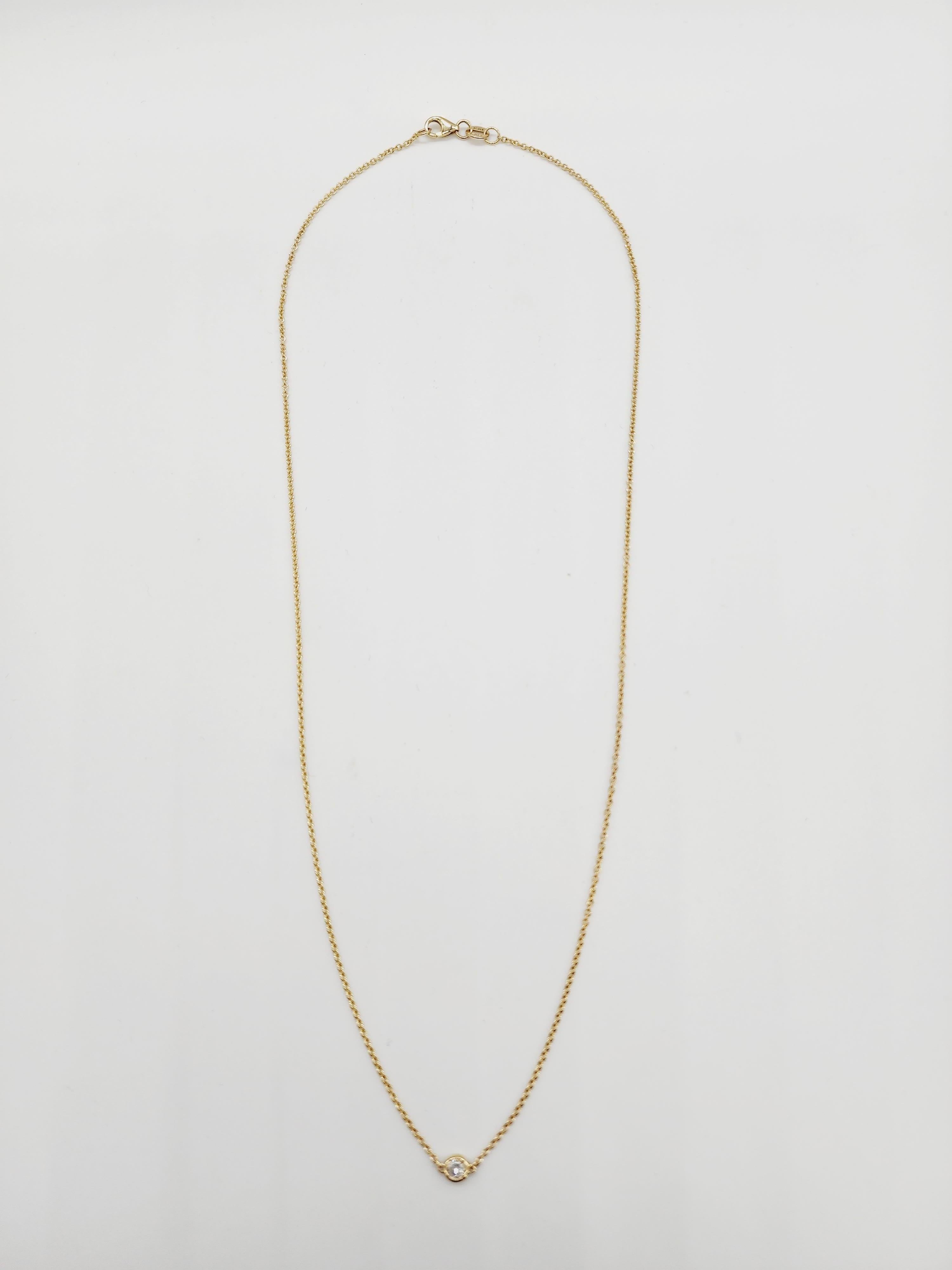 Round Cut 0.13 Carat Single Station Diamond by the Yard Necklace 14 Karat Yellow Gold For Sale