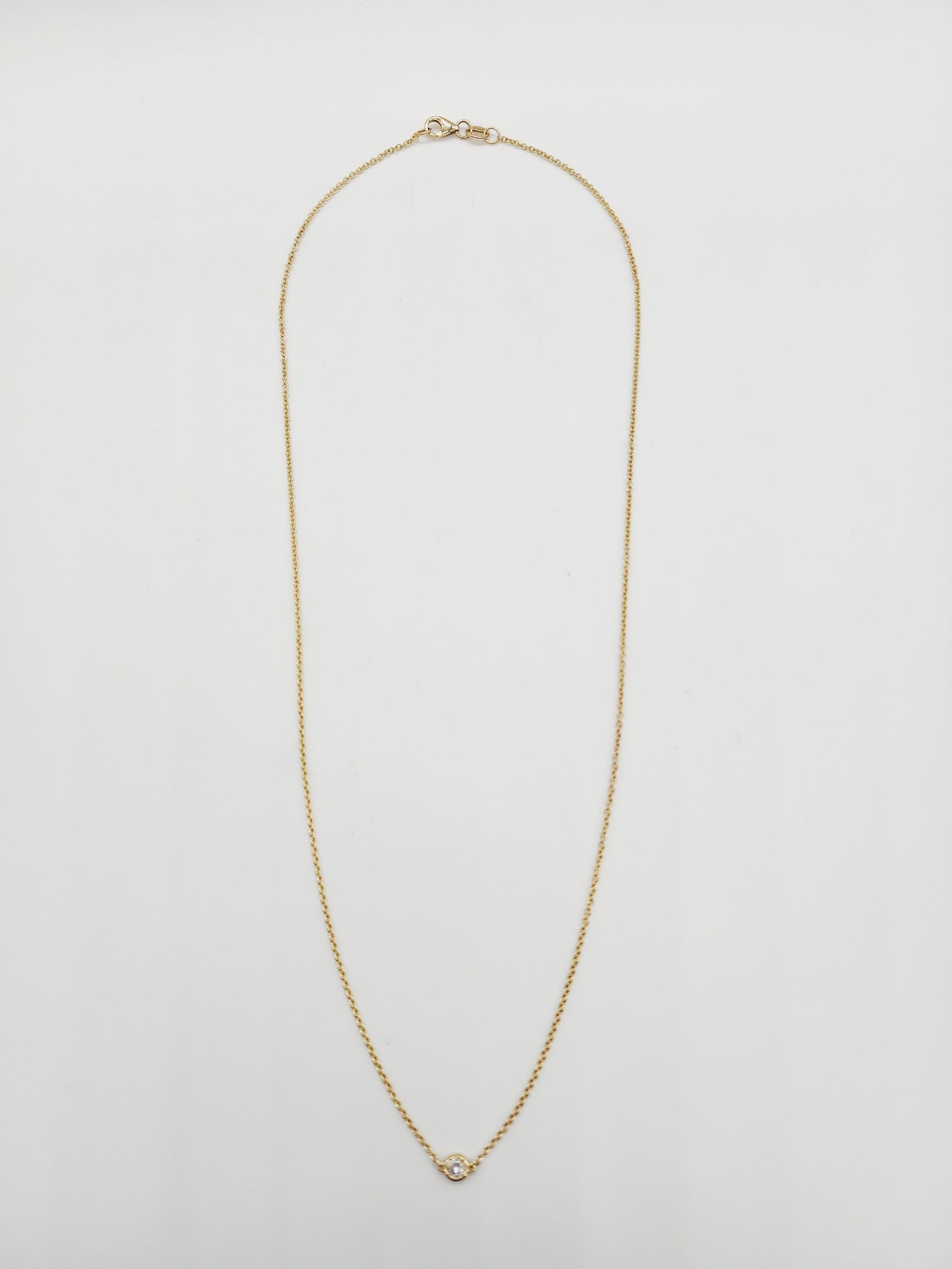 Round Cut 0.13 Carat Natural Diamond by the Yard Necklace 14 Karat Yellow Gold 18''