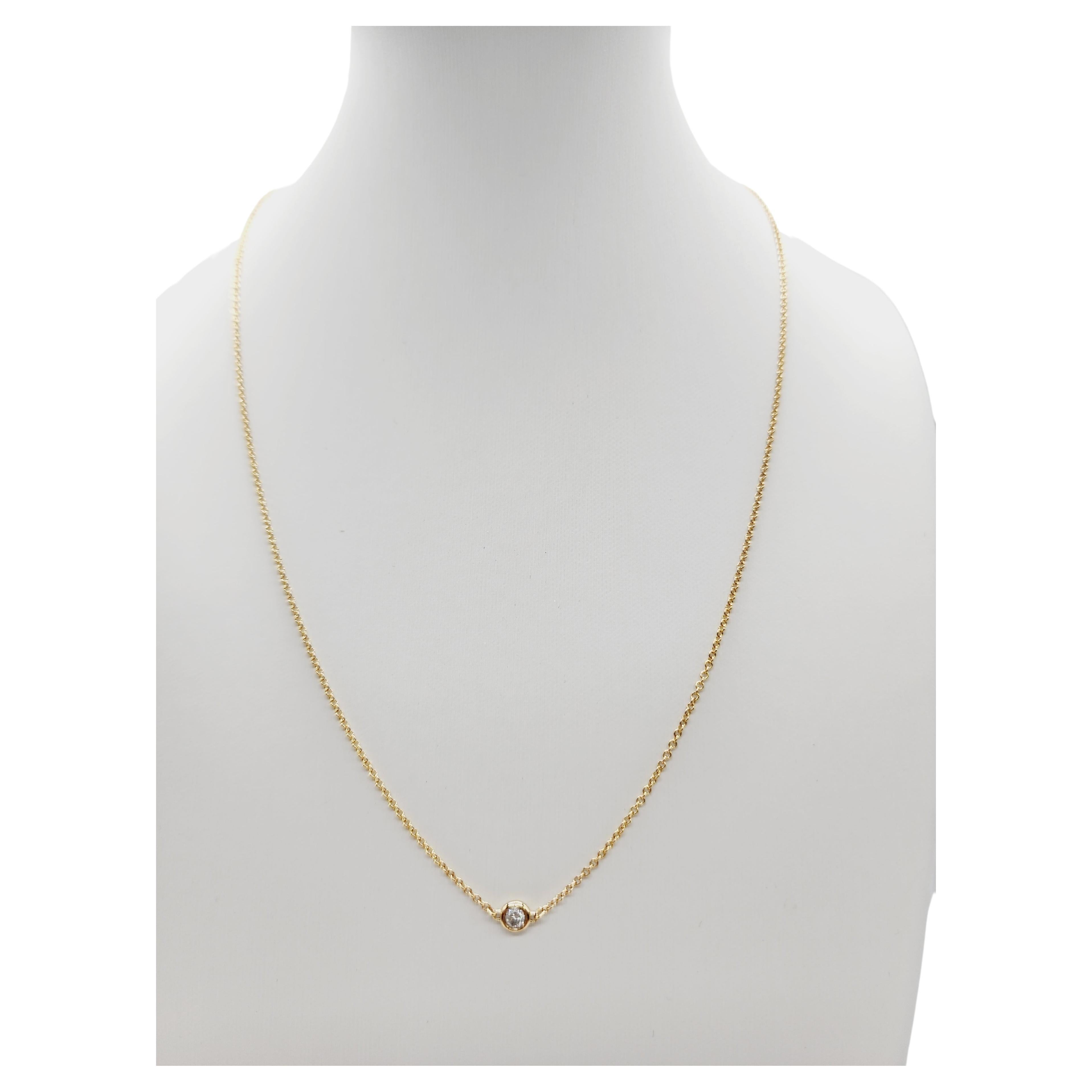 0.13 Carat Single Station Diamond by the Yard Necklace 14 Karat Yellow Gold For Sale