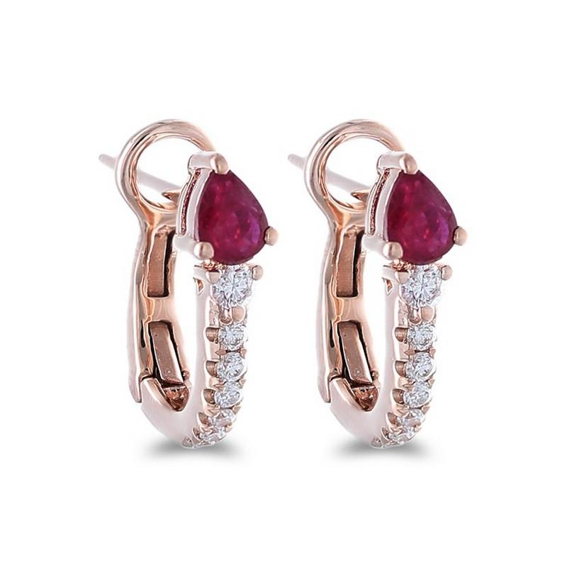 Moderno Diamante da 0,13 carati e rubino da 0,4 carati in oro rosa 14K Orecchino Gazebo Fancy Collection'S in vendita