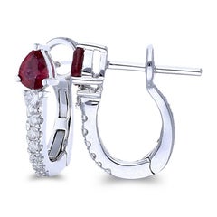 0.13 Ct Diamond & 0.4 Ct Ruby in 14K White Gold Gazebo Fancy Collection Earring