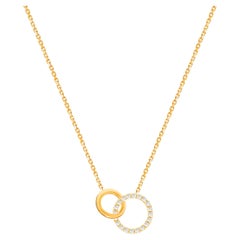 0,13 Karat Diamant-Halskette mit ineinandergreifenden Ringen aus 18 Karat Gold