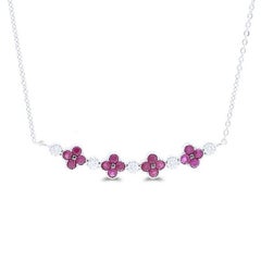 0.13 Ct Diamonds & 0.36 Ct Rubies in 14K White Gold Gazebo Fancy Necklace